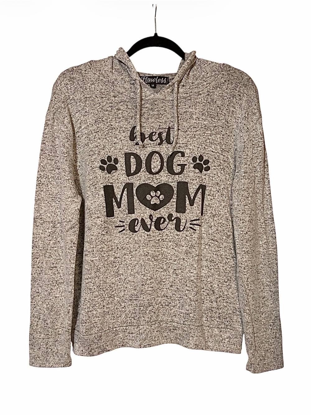 FLAWLESS Heather Grey 'Best Dog Mom Ever' Pullover Hoodie Size Medium